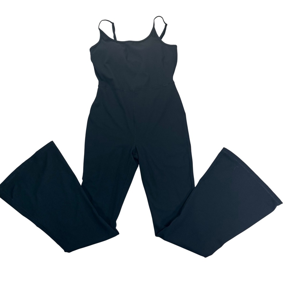 Yogalicious Black Luxe Scarlett Flare Leg Jumpsuit Built-In Bra DY5341 S/M